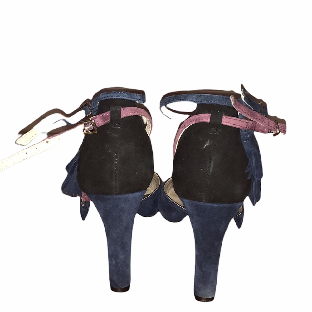 Boden Navy Purple Suede Point Toe Heel Tassel - Picture 6 of 16